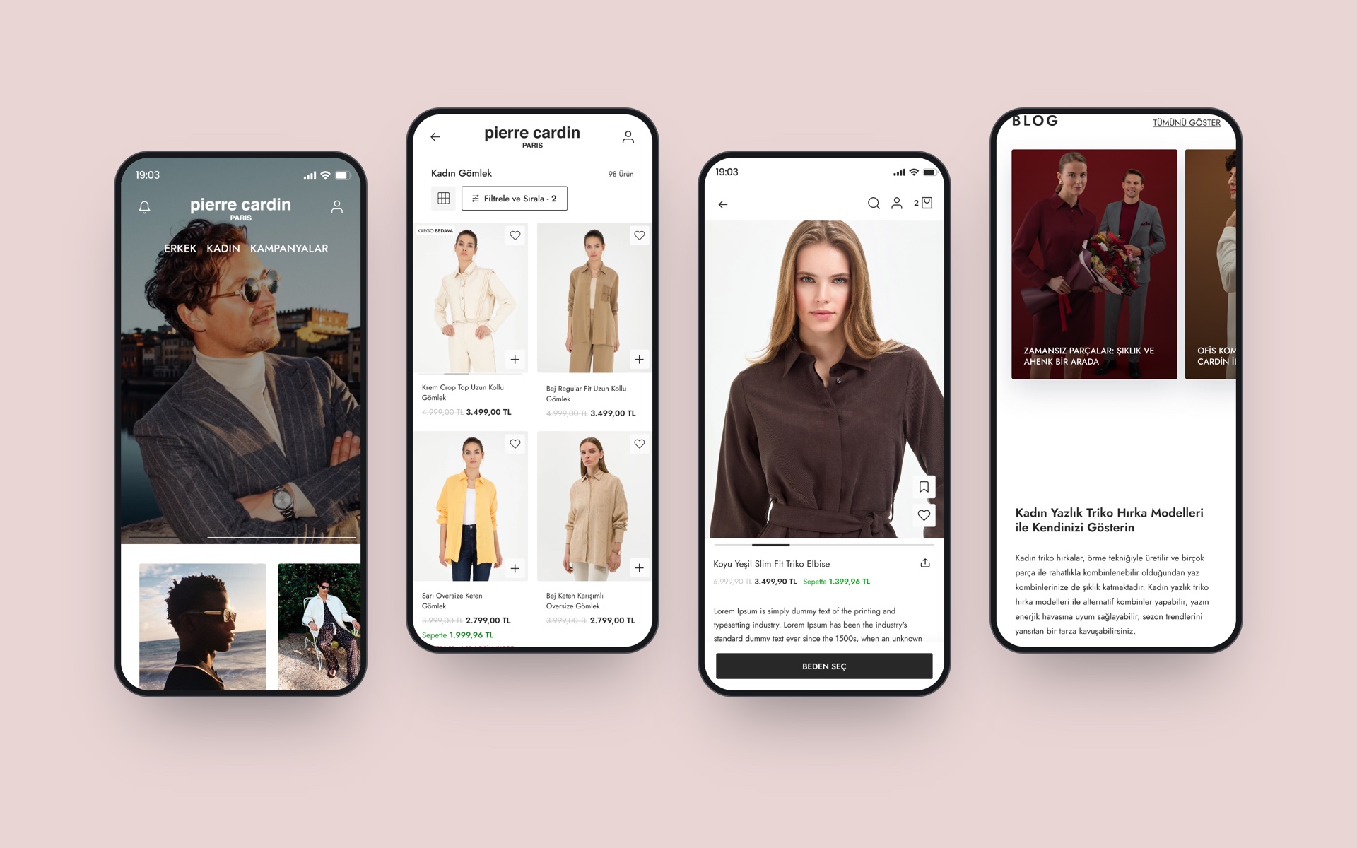 Pierre Cardin — responsive web arayüz tasarımı