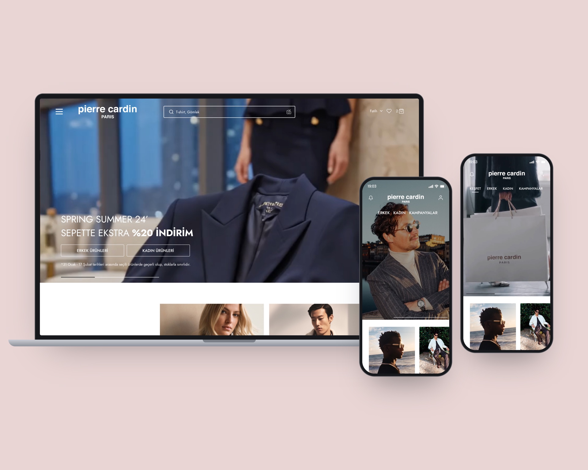 Pierre Cardin e-ticaret arayüz tasarımı